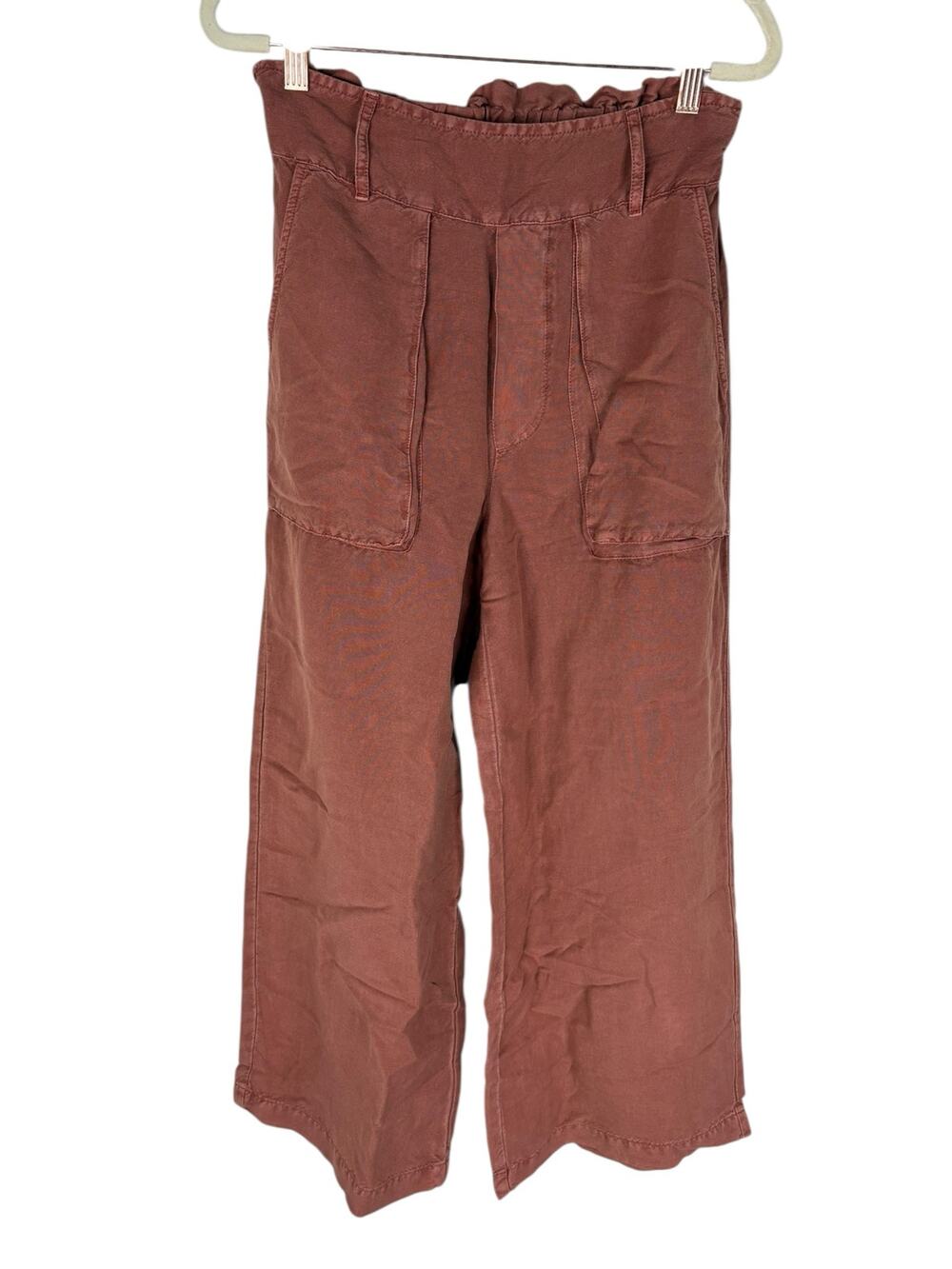 Young Fabulous & Broke Wide Leg Crop Pants Linen Blend Utility Y2k Boho Garden S